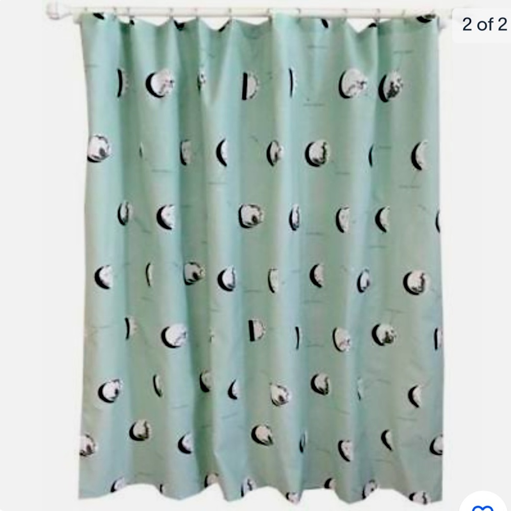 Pillowfort Moon Phase fabric Shower Curtain Blue Lake Printed Design